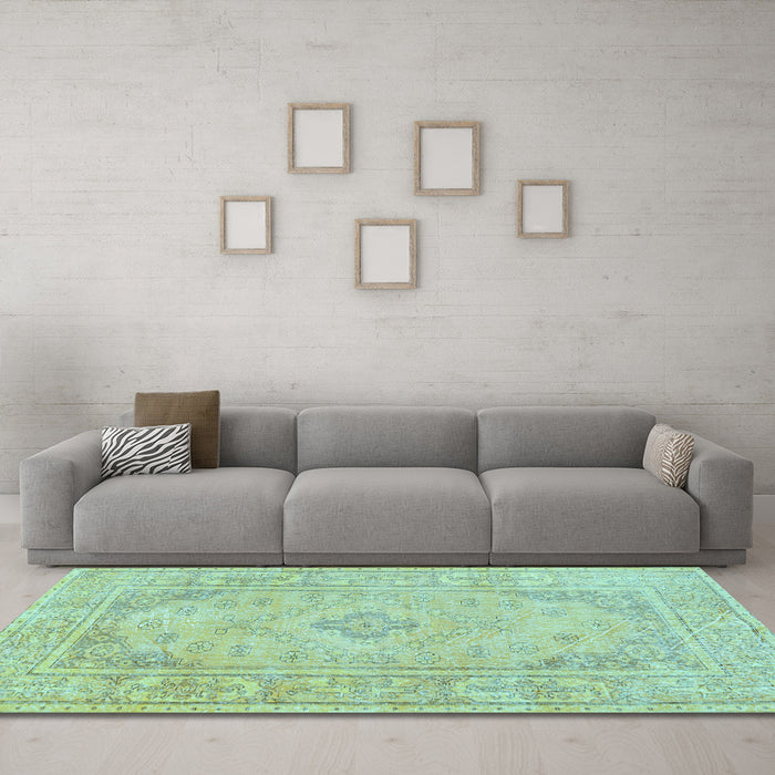 Machine Washable Persian Light Blue Traditional Rug in a Living Room, wshtr339lblu