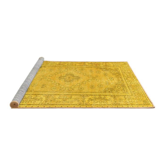 Sideview of Machine Washable Persian Yellow Traditional Rug, wshtr339yw