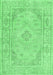 Machine Washable Persian Emerald Green Traditional Area Rugs, wshtr339emgrn