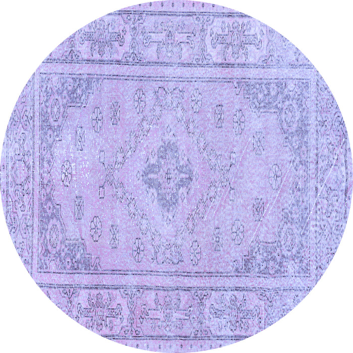Round Machine Washable Persian Blue Traditional Rug, wshtr339blu
