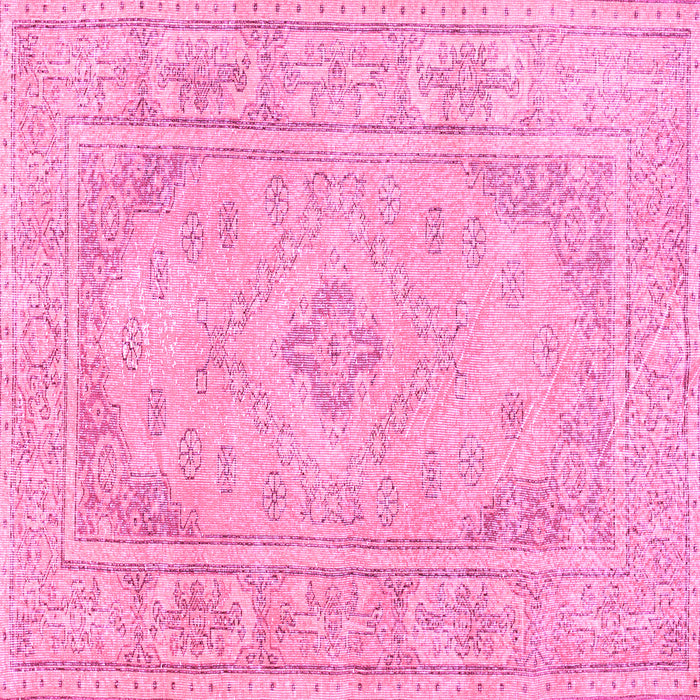 Square Machine Washable Persian Pink Traditional Rug, wshtr339pnk