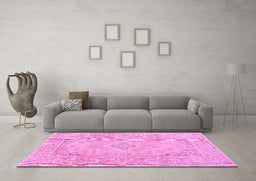 Machine Washable Persian Purple Traditional Area Rugs in a Living Room, wshtr339pur