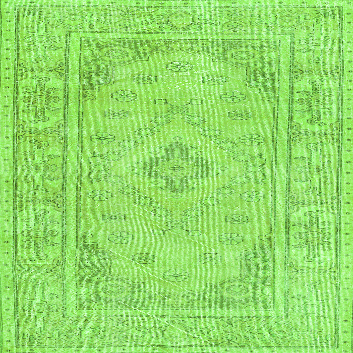 Round Machine Washable Persian Green Traditional Area Rugs, wshtr339grn