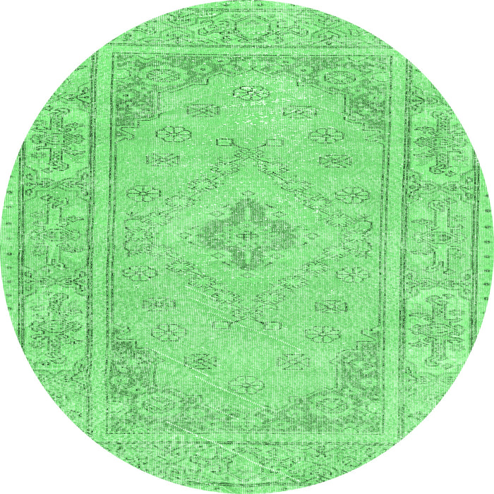 Round Persian Emerald Green Traditional Rug, tr339emgrn