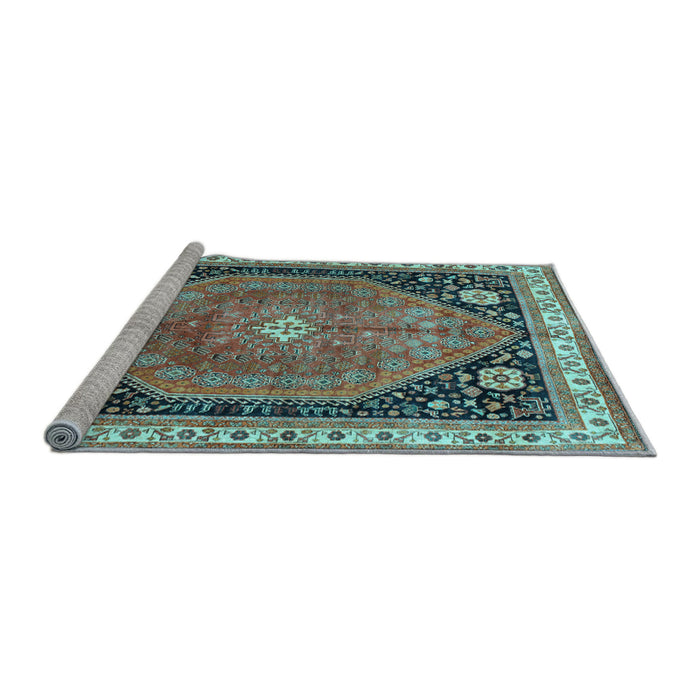 Sideview of Machine Washable Persian Light Blue Traditional Rug, wshtr33lblu