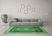 Machine Washable Persian Emerald Green Traditional Area Rugs in a Living Room,, wshtr33emgrn