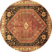 Round Persian Brown Traditional Rug, tr33brn