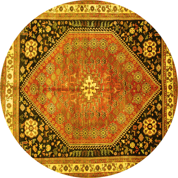 Round Persian Yellow Traditional Rug, tr33yw