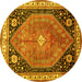 Round Persian Yellow Traditional Rug, tr33yw