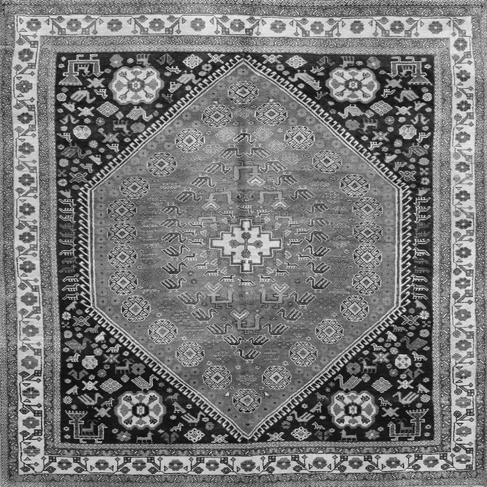 Round Machine Washable Persian Gray Traditional Rug, wshtr33gry