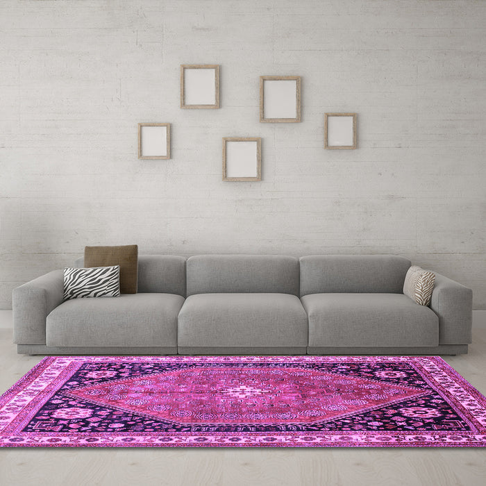 Machine Washable Persian Purple Traditional Area Rugs in a Living Room, wshtr33pur