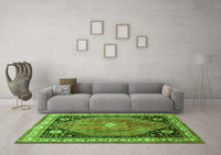 Machine Washable Persian Green Traditional Rug, wshtr33grn