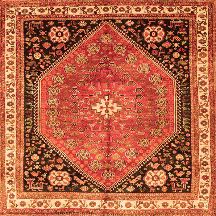 Round Machine Washable Persian Orange Traditional Area Rugs, wshtr33org