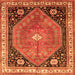 Round Machine Washable Persian Orange Traditional Area Rugs, wshtr33org