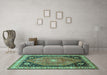 Machine Washable Persian Turquoise Traditional Area Rugs in a Living Room,, wshtr33turq