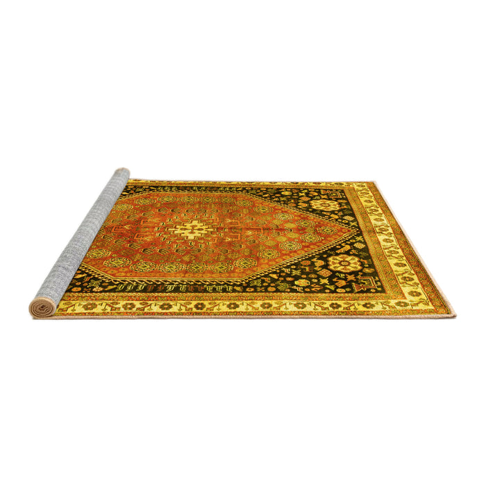 Sideview of Machine Washable Persian Yellow Traditional Rug, wshtr33yw