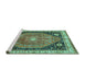 Sideview of Machine Washable Persian Turquoise Traditional Area Rugs, wshtr33turq