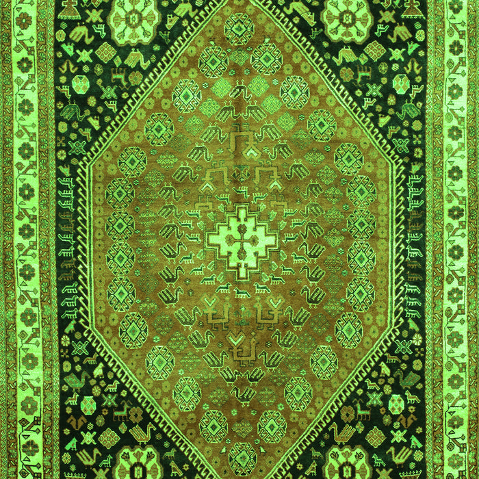 Serging Thickness of Machine Washable Persian Green Traditional Area Rugs, wshtr33grn