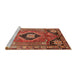 Sideview of Machine Washable Traditional Tomato Red Rug, wshtr34