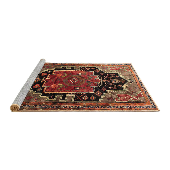 Sideview of Machine Washable Traditional Saffron Red Rug, wshtr340