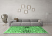 Machine Washable Persian Emerald Green Traditional Area Rugs in a Living Room,, wshtr3400emgrn