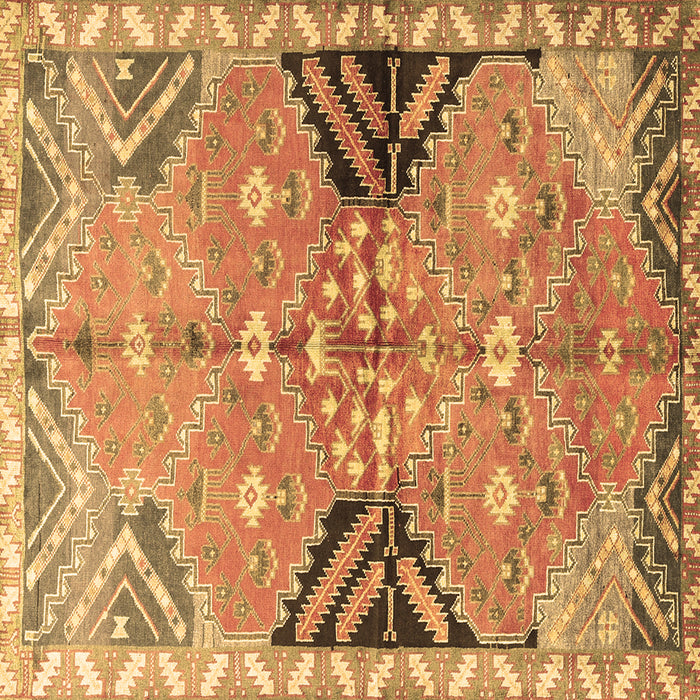 Square Persian Brown Traditional Rug, tr3400brn