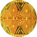 Round Persian Yellow Traditional Rug, tr3400yw