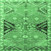 Square Machine Washable Persian Emerald Green Traditional Area Rugs, wshtr3400emgrn