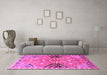 Machine Washable Persian Pink Traditional Rug in a Living Room, wshtr3400pnk