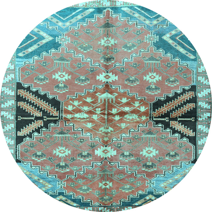 Round Machine Washable Persian Light Blue Traditional Rug, wshtr3400lblu