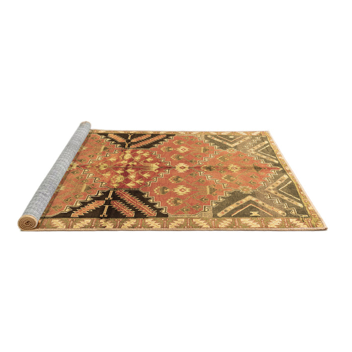 Sideview of Machine Washable Persian Brown Traditional Rug, wshtr3400brn