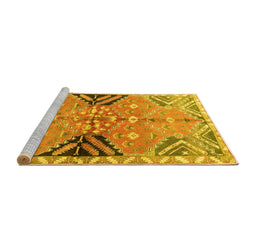 Sideview of Machine Washable Persian Yellow Traditional Rug, wshtr3400yw