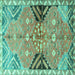 Square Persian Turquoise Traditional Rug, tr3400turq