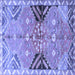 Square Machine Washable Persian Blue Traditional Rug, wshtr3400blu