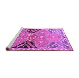 Sideview of Machine Washable Persian Purple Traditional Area Rugs, wshtr3400pur