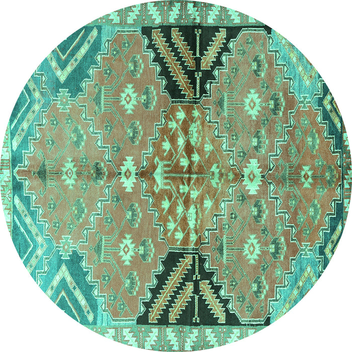 Round Persian Turquoise Traditional Rug, tr3400turq