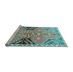 Sideview of Machine Washable Persian Light Blue Traditional Rug, wshtr3400lblu