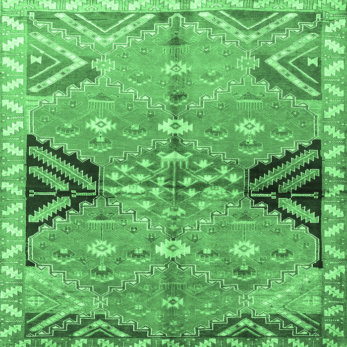 Square Persian Emerald Green Traditional Rug, tr3400emgrn