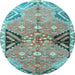 Round Persian Light Blue Traditional Rug, tr3400lblu