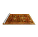 Sideview of Machine Washable Persian Yellow Traditional Rug, wshtr3401yw