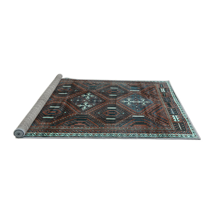 Sideview of Machine Washable Persian Light Blue Traditional Rug, wshtr3401lblu