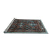 Sideview of Machine Washable Persian Light Blue Traditional Rug, wshtr3401lblu