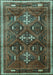 Machine Washable Persian Turquoise Traditional Area Rugs, wshtr3401turq