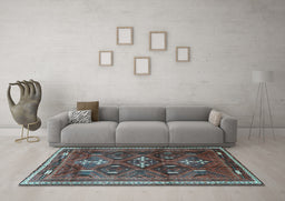 Machine Washable Persian Light Blue Traditional Rug in a Living Room, wshtr3401lblu
