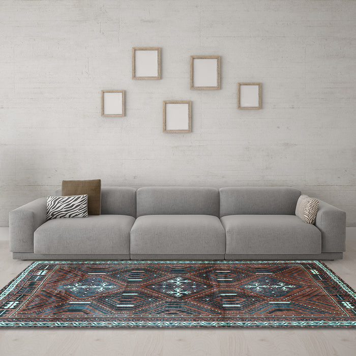 Machine Washable Persian Light Blue Traditional Rug in a Living Room, wshtr3401lblu