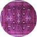 Round Machine Washable Persian Purple Traditional Area Rugs, wshtr3401pur