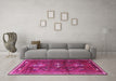 Machine Washable Persian Pink Traditional Rug in a Living Room, wshtr3401pnk