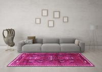 Machine Washable Persian Pink Traditional Rug, wshtr3401pnk