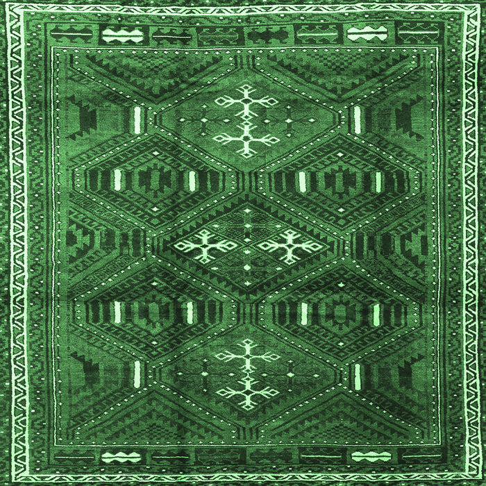 Square Persian Emerald Green Traditional Rug, tr3401emgrn