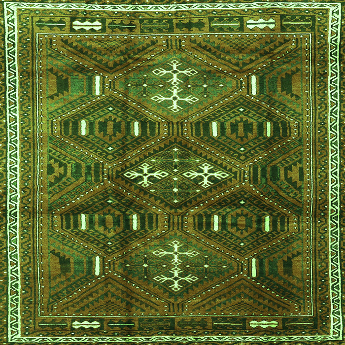 Round Machine Washable Persian Green Traditional Area Rugs, wshtr3401grn